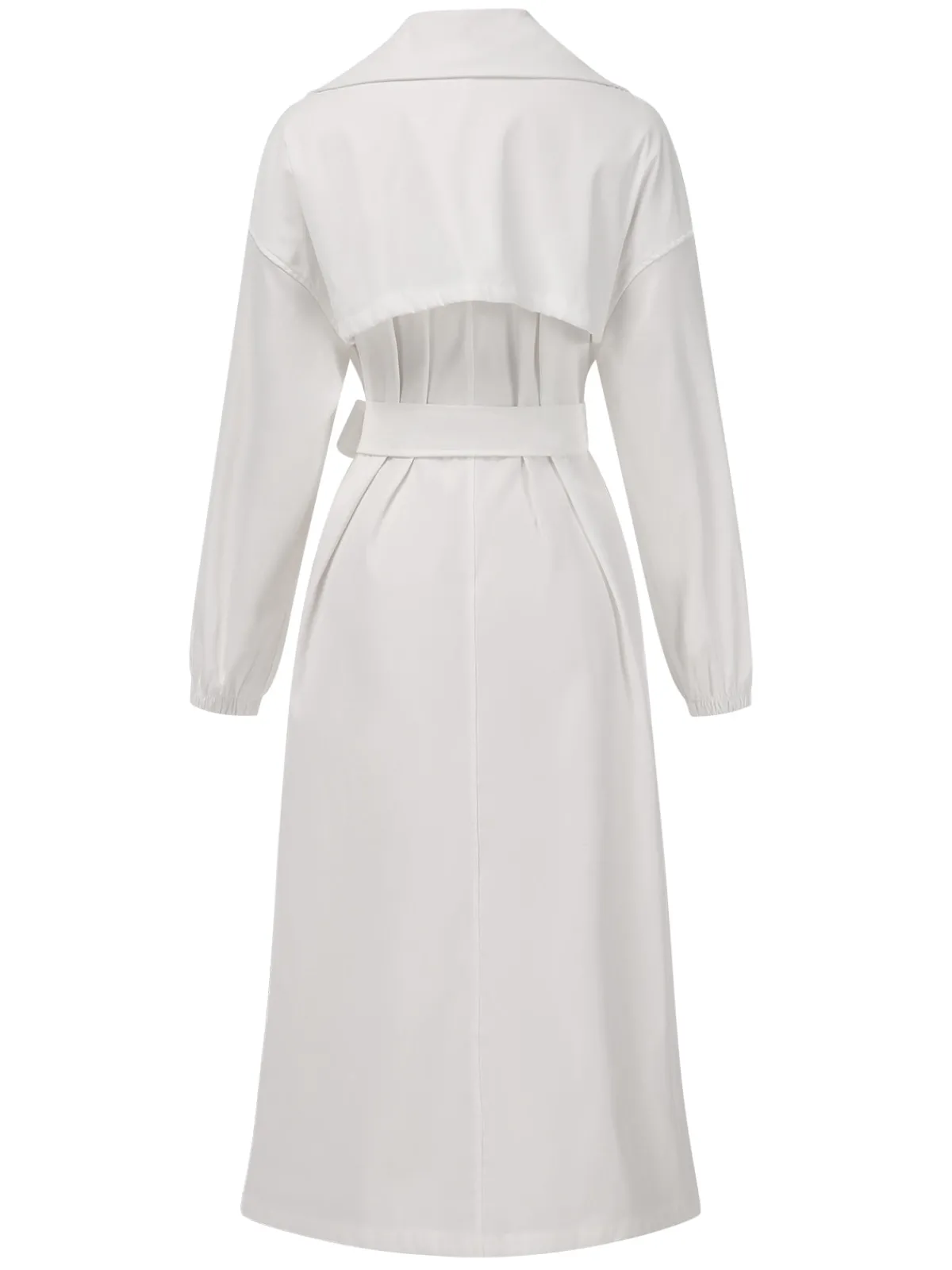 Hot Retro Stage 1940s Solid Notched Collar Belted Long Coat