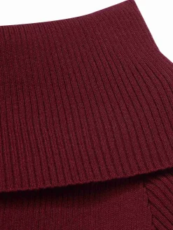 Hot Retro Stage 1930s Solid Off-Shoulder Knitted Fishtail Dress With Belt
