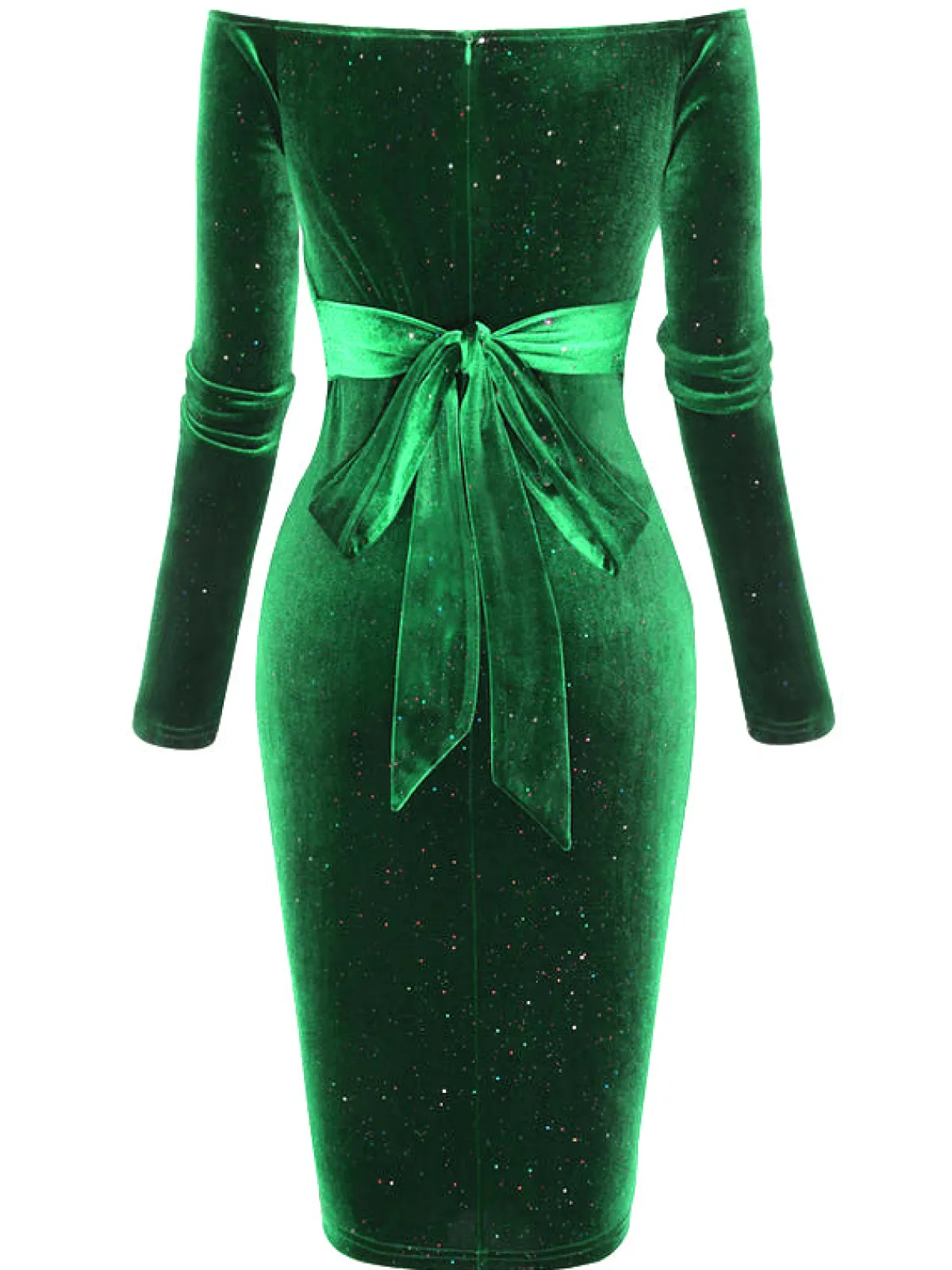 Hot Retro Stage 1960s Solid Off-Shoulder Velvet Dress