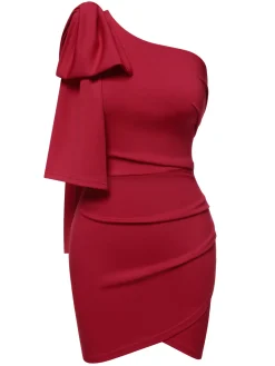 New Retro Stage 1960s Solid One-Shoulder Bow Dress