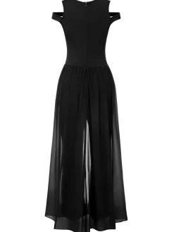 Sale Retro Stage 1950s Solid Patchwork Sleeveless Cutout Jumpsuit