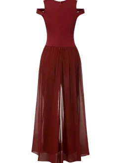 Sale Retro Stage 1950s Solid Patchwork Sleeveless Cutout Jumpsuit