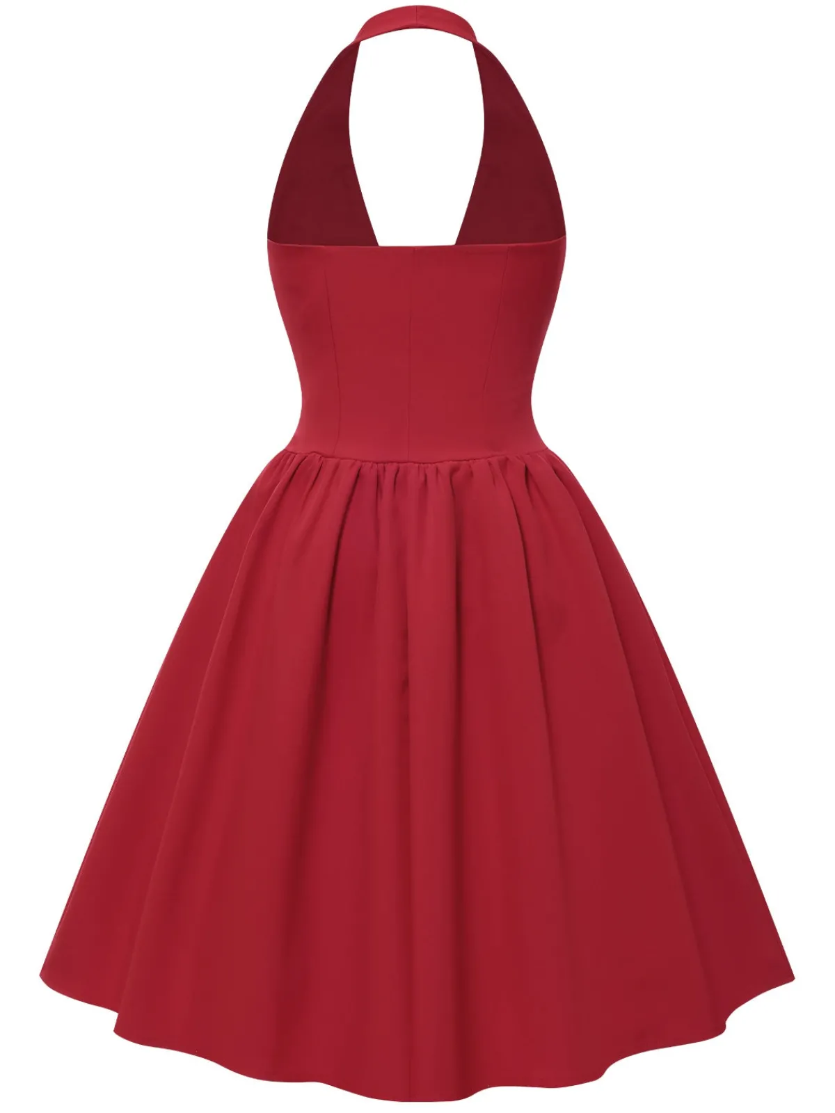 Sale Retro Stage 1950s Solid Pearl Bow Halter Dress