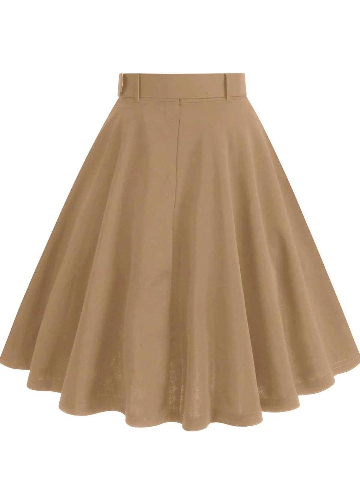 Outlet Retro Stage 1950s Solid Pleated Button Belted Skirt