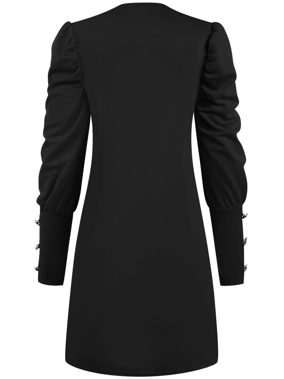 Outlet Retro Stage 1940s Solid Pleated Gigot Sleeves Dress