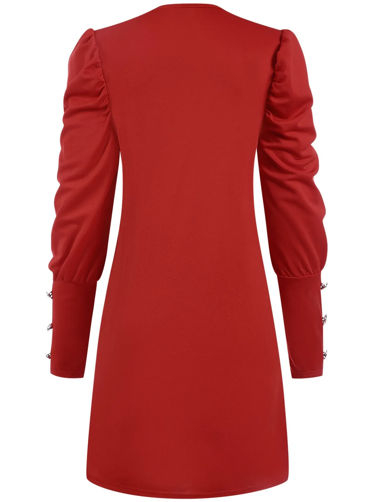 Outlet Retro Stage 1940s Solid Pleated Gigot Sleeves Dress