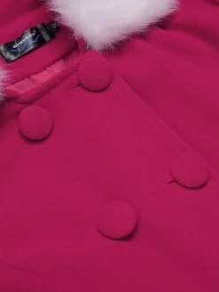 Discount Retro Stage 1940s Solid Removable Fur Collar Dress Coat
