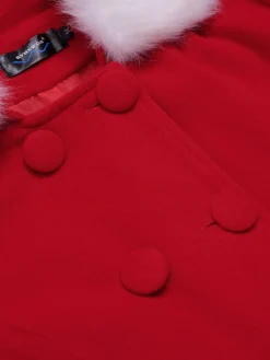 Discount Retro Stage 1940s Solid Removable Fur Collar Dress Coat