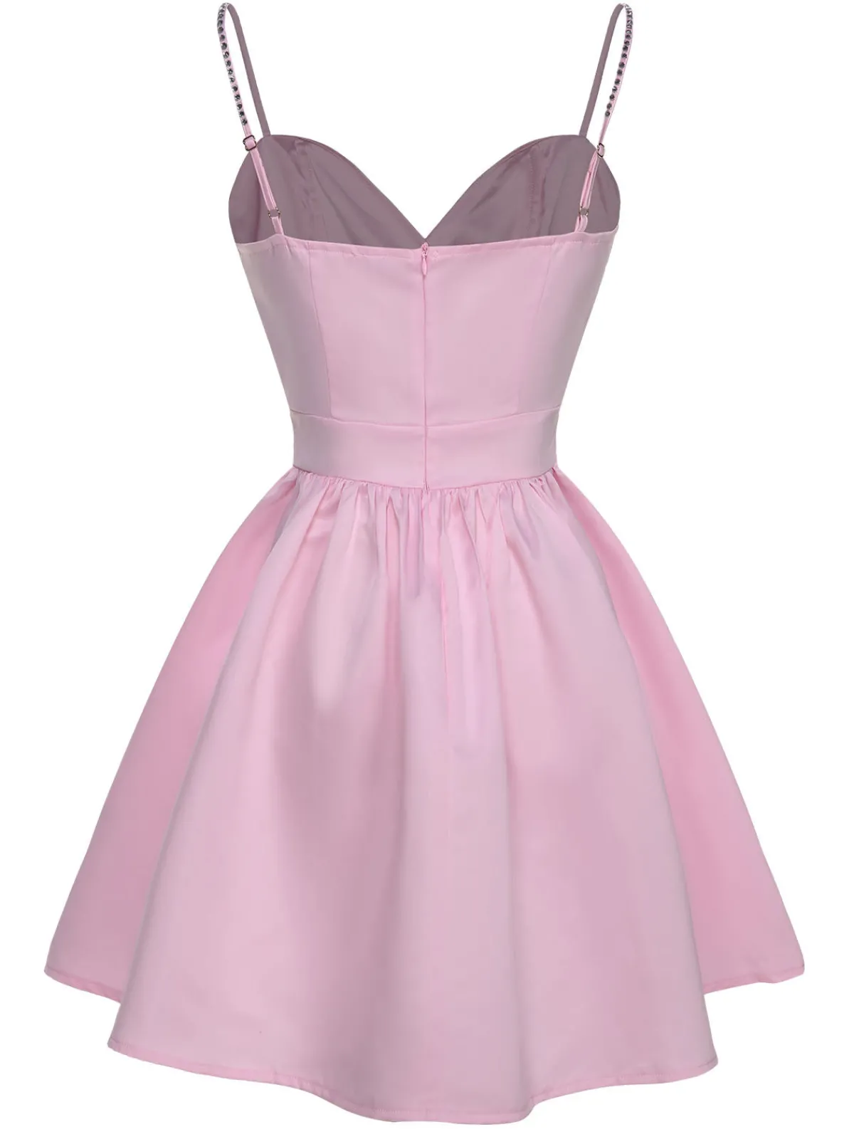 Best Retro Stage 1980s Solid Rhinestone Straps Puffy Dress