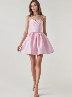 Best Retro Stage 1980s Solid Rhinestone Straps Puffy Dress