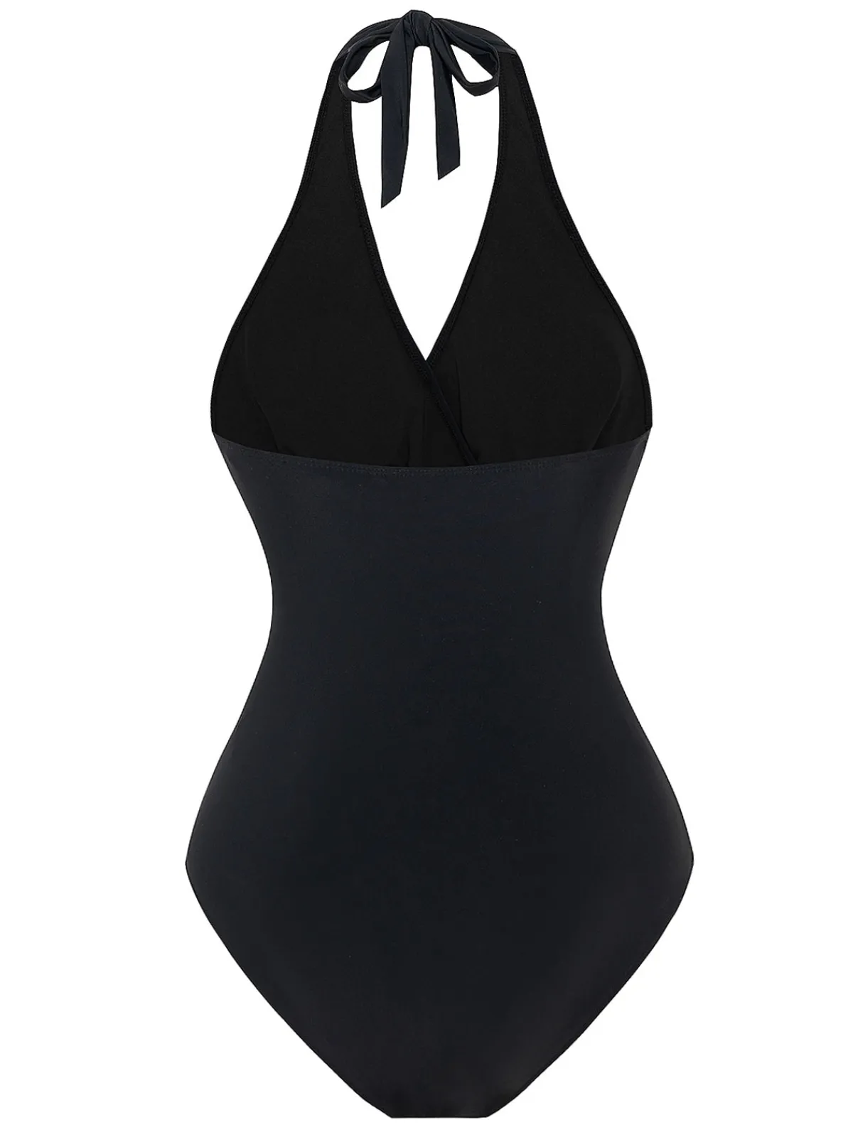 Discount Retro Stage 1960s Solid Ring Belt Halter Swimsuit