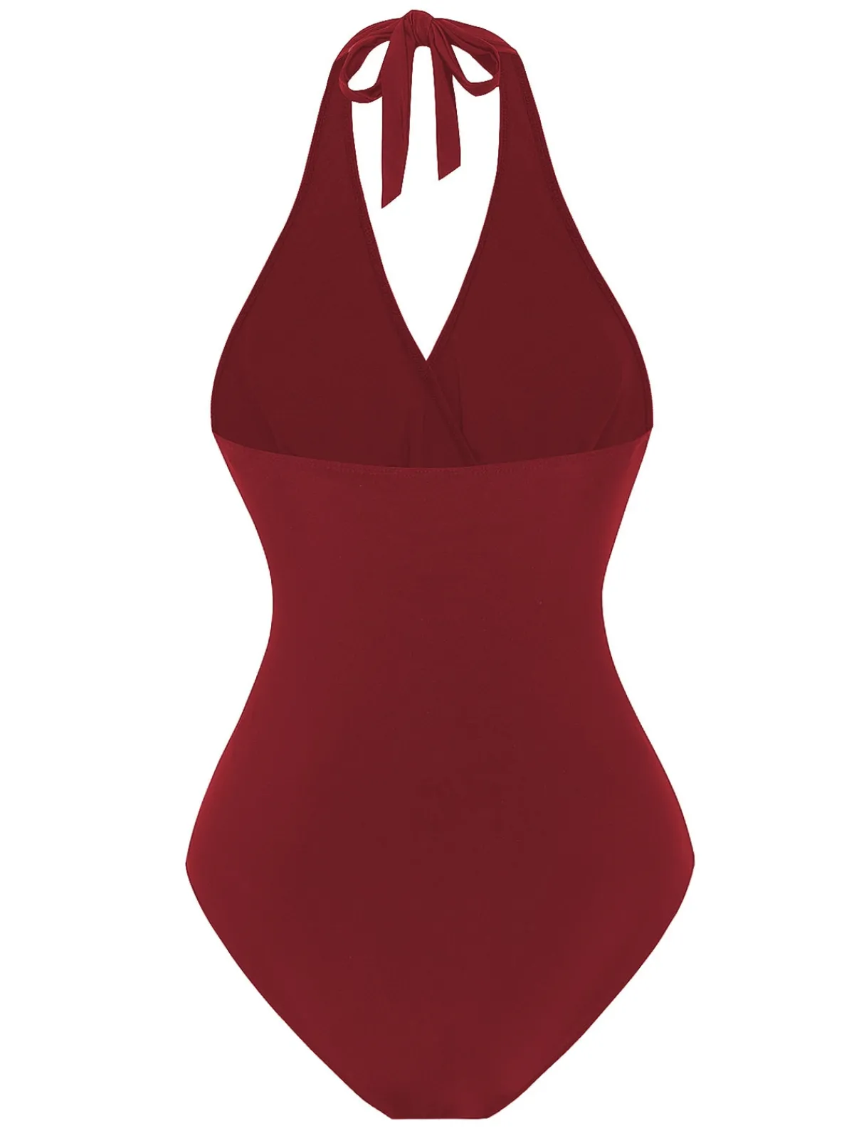 Discount Retro Stage 1960s Solid Ring Belt Halter Swimsuit