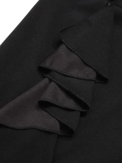 Sale Retro Stage 1930s Solid Ruffle One-Shoulder Slit Dress