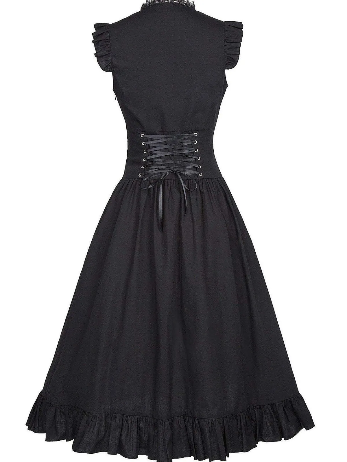 Fashion Retro Stage 1930s Solid Ruffles Square Neck Steampunk Dress