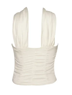 Fashion Retro Stage 1960s Solid Satin Halter Neck Tube Top