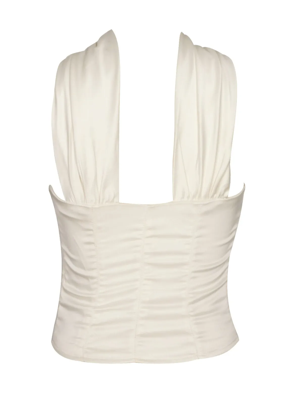 Fashion Retro Stage 1960s Solid Satin Halter Neck Tube Top