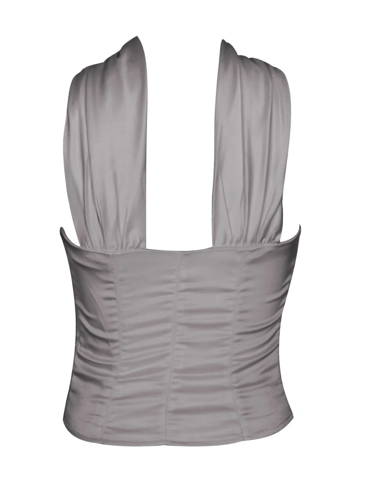 Fashion Retro Stage 1960s Solid Satin Halter Neck Tube Top