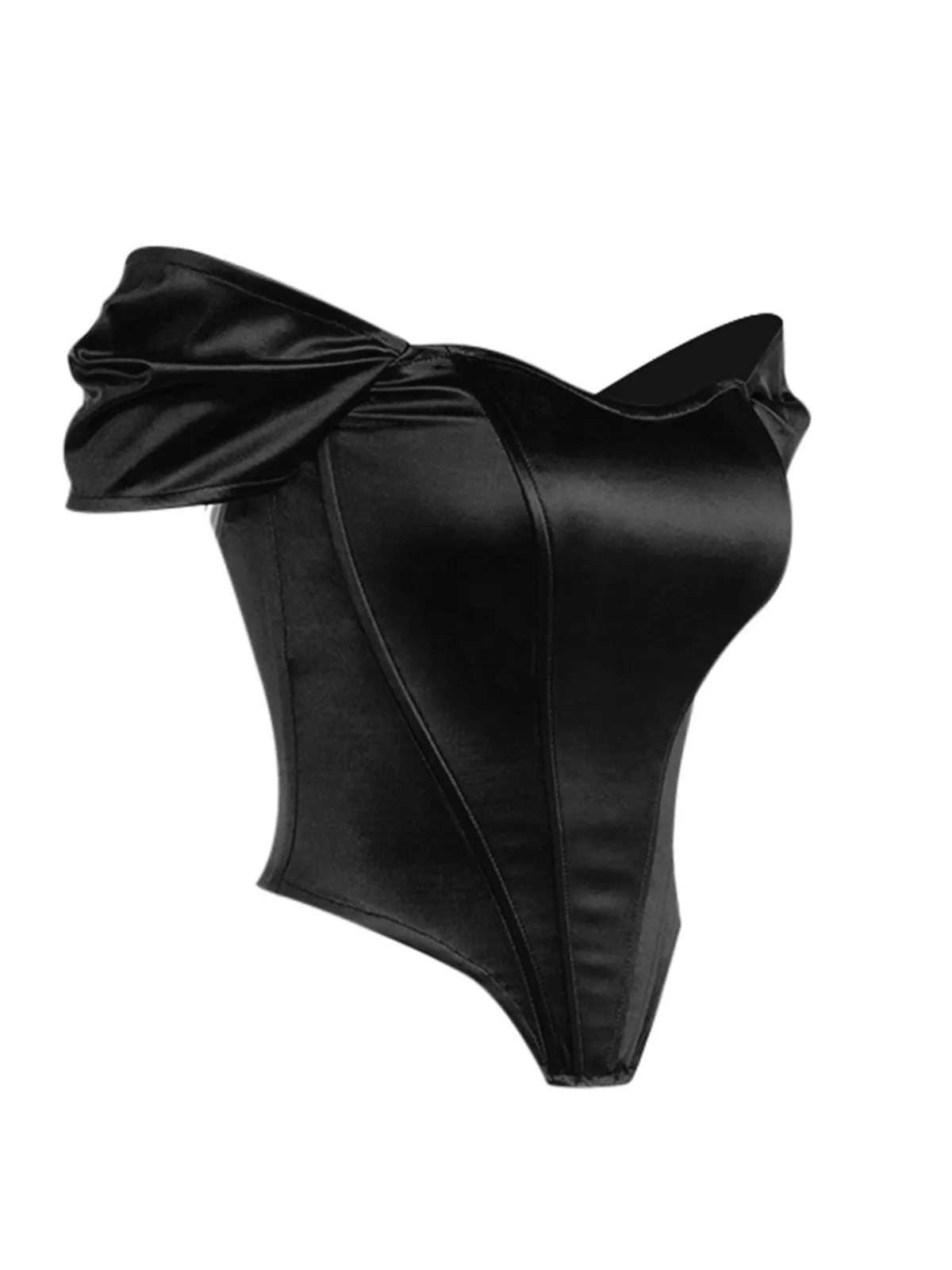 Hot Retro Stage 1930s Solid Satin Herringbone Court Style Top