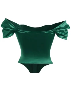 Hot Retro Stage 1930s Solid Satin Herringbone Court Style Top