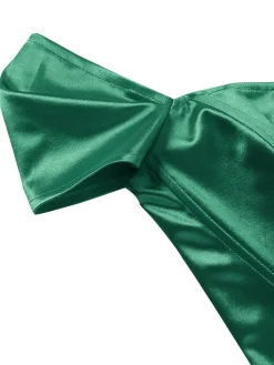 Hot Retro Stage 1930s Solid Satin Herringbone Court Style Top