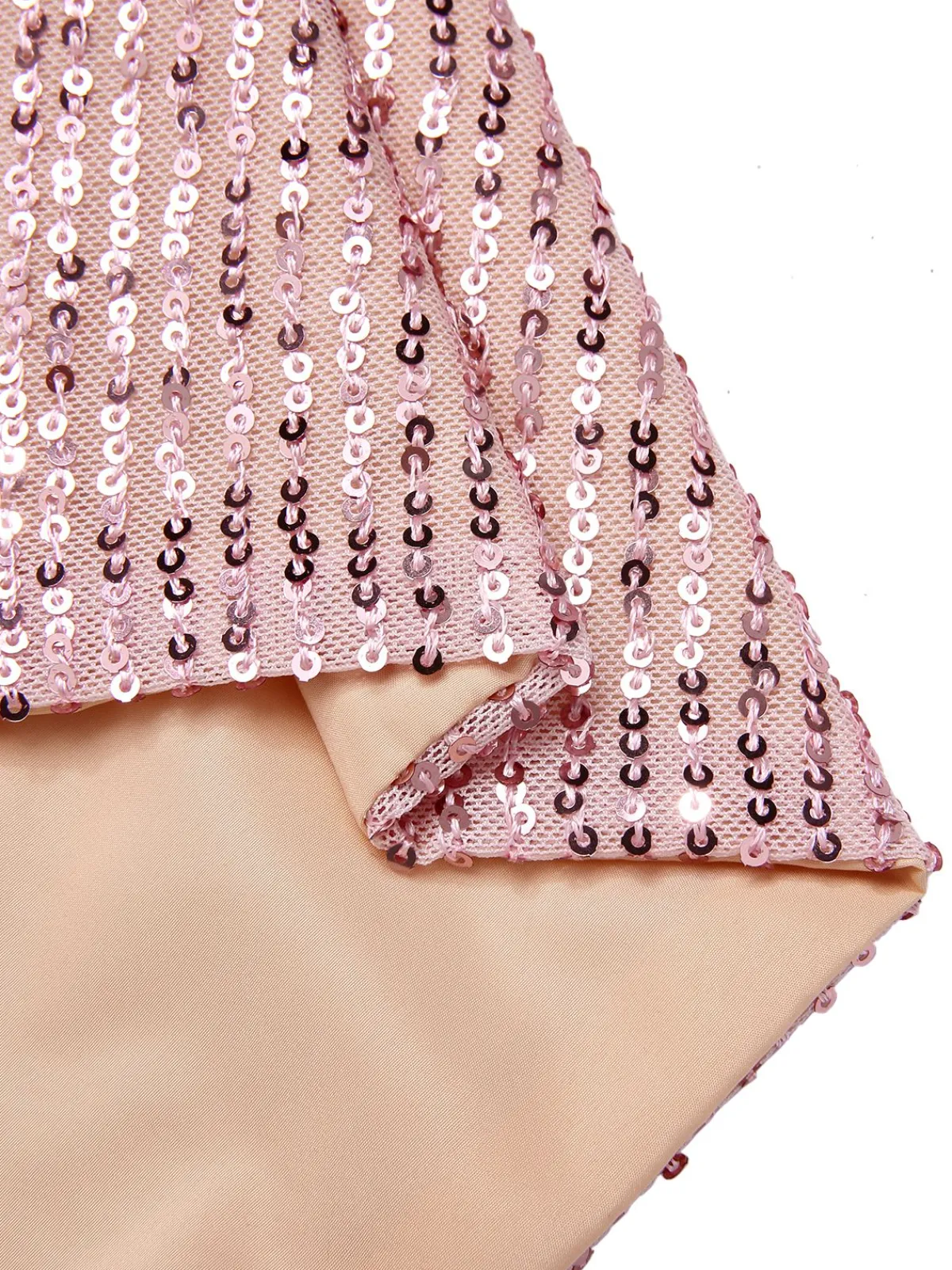 Online Retro Stage 1960s Solid Sequined One-Shoulder Wrap Dress