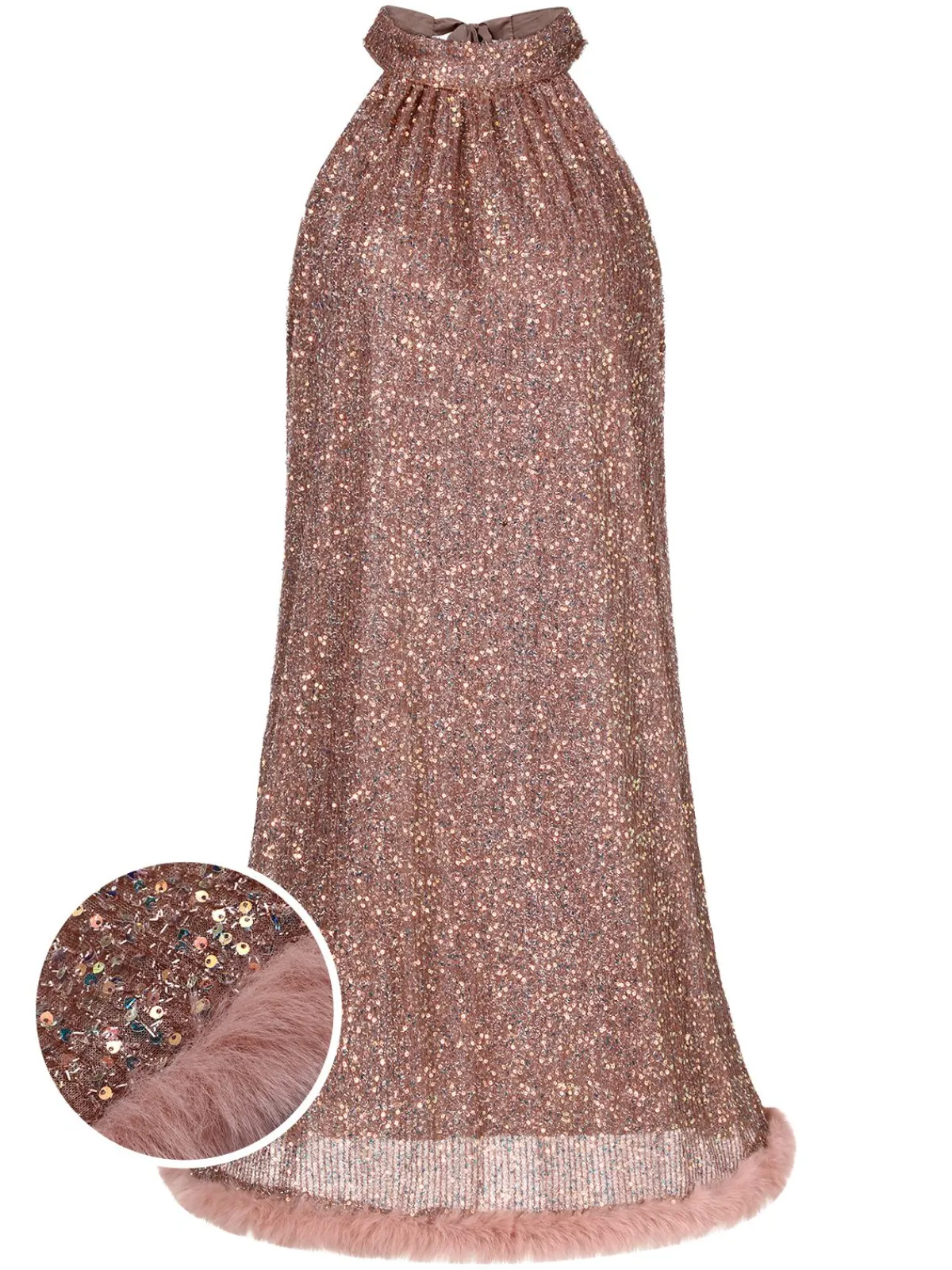 Best Retro Stage 1950s Solid Sequined Raw Edge Dress