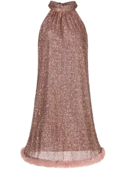 Best Retro Stage 1950s Solid Sequined Raw Edge Dress