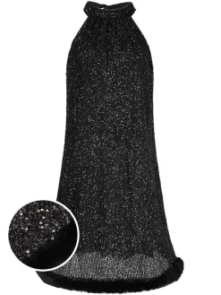 Best Retro Stage 1950s Solid Sequined Raw Edge Dress