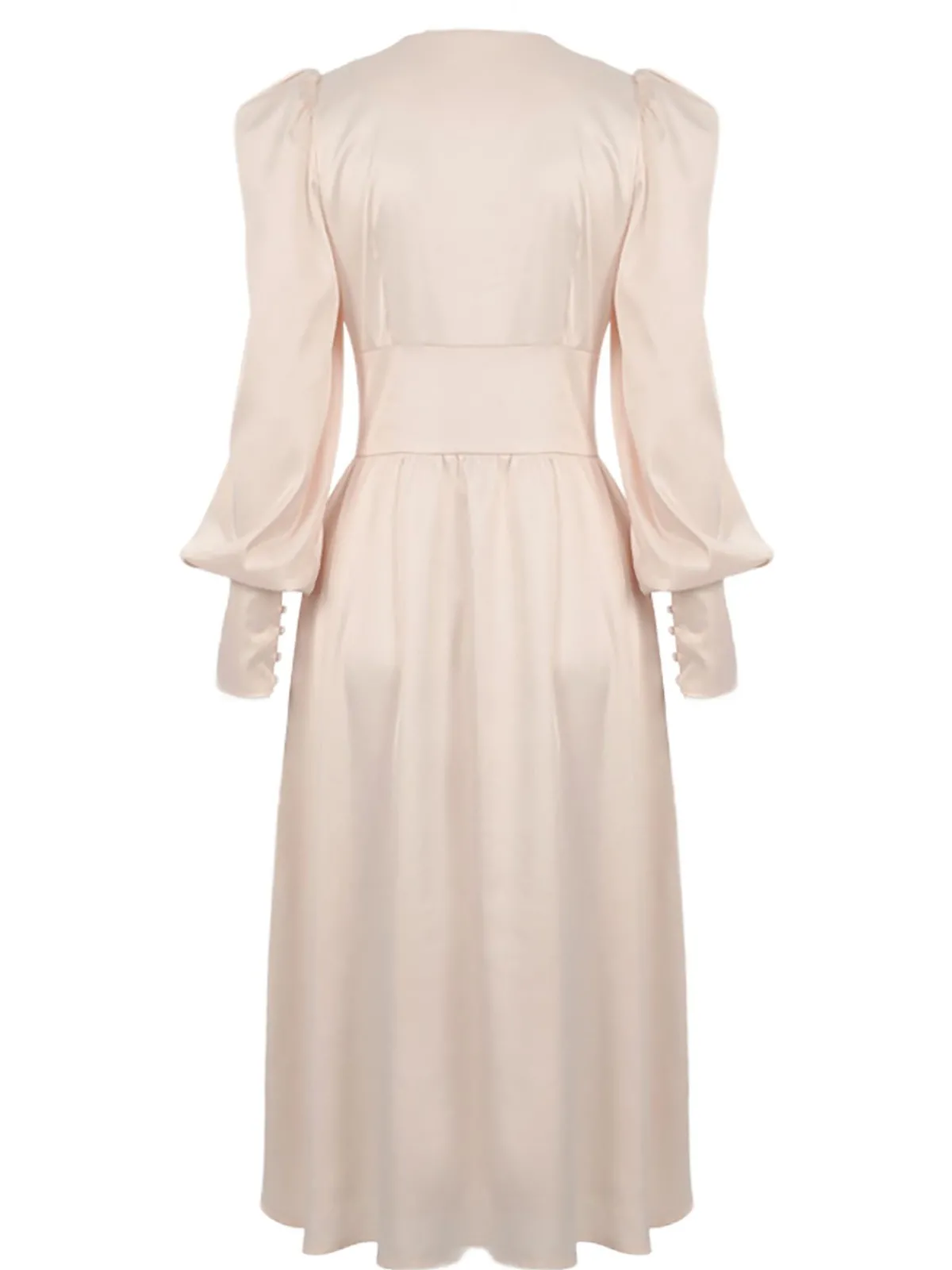Hot Retro Stage 1940s Solid Silk Buttoned Tea Dress