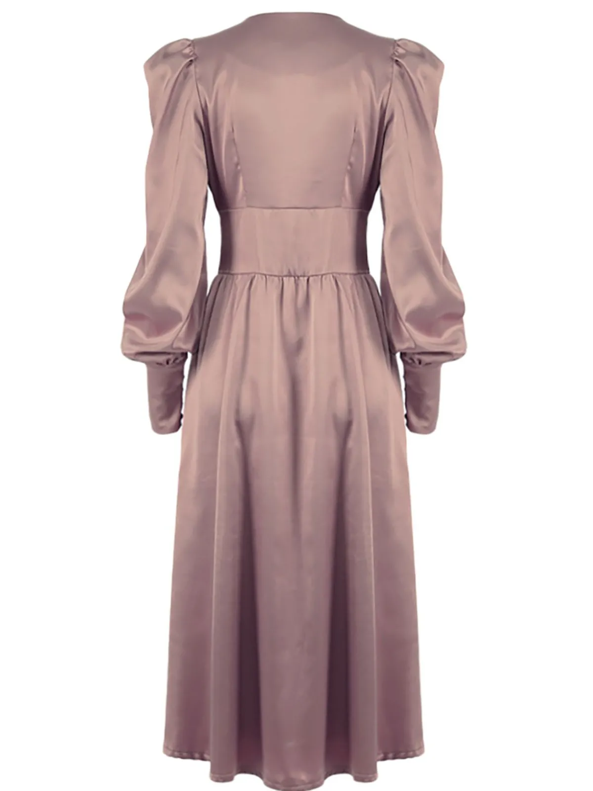 Hot Retro Stage 1940s Solid Silk Buttoned Tea Dress