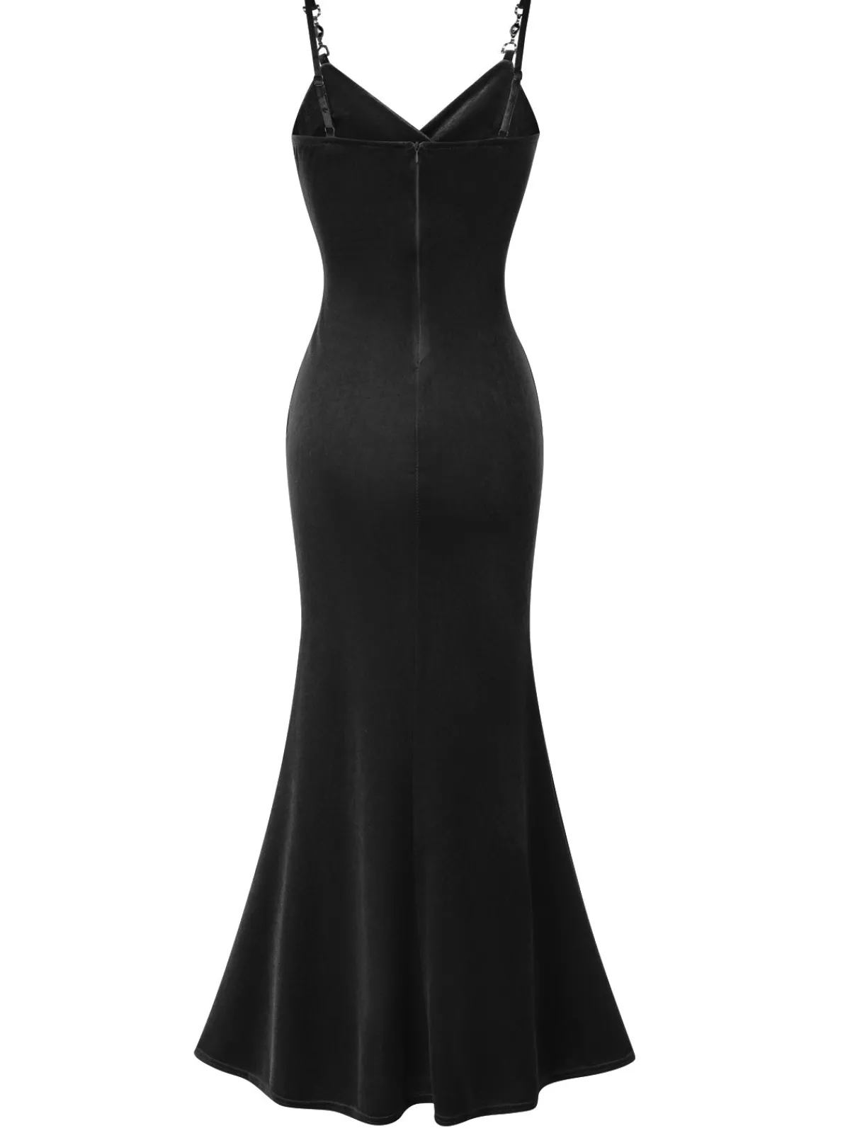 Fashion Retro Stage 1930s Solid Spaghetti Straps Velvet Pleated Dress