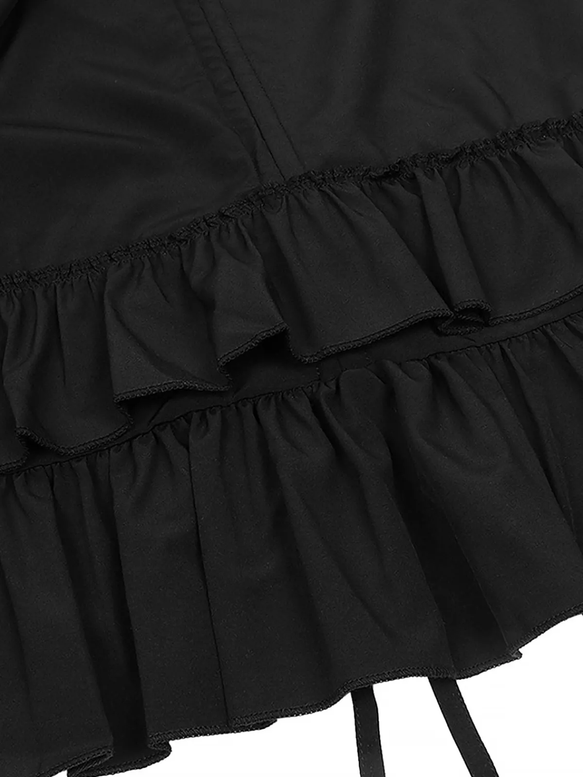 Sale Retro Stage 1930s Solid Square Neck Drawstring Layered Dress