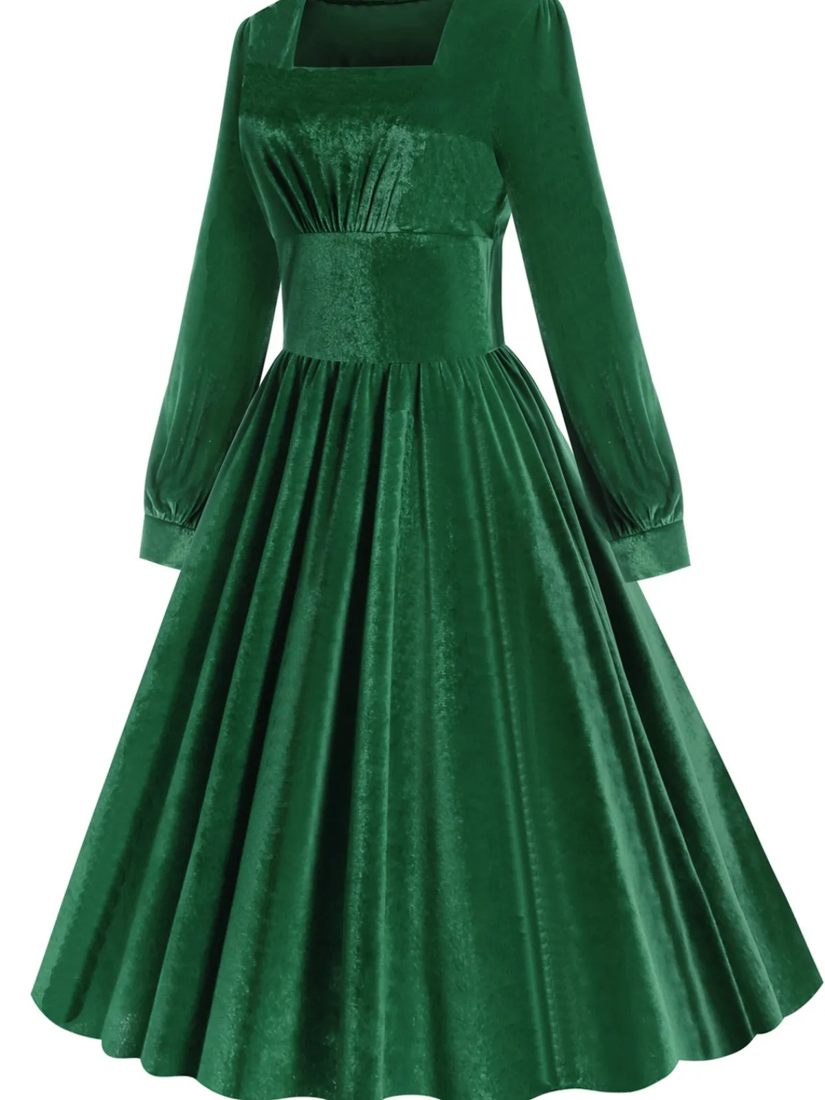 Best Retro Stage 1950s Solid Square Neck Velvet Dress