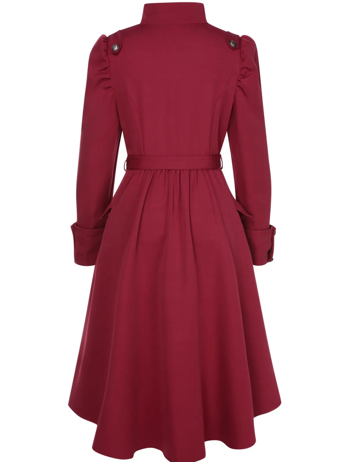 Best Retro Stage 1950s Solid Stand Collar Button Coat