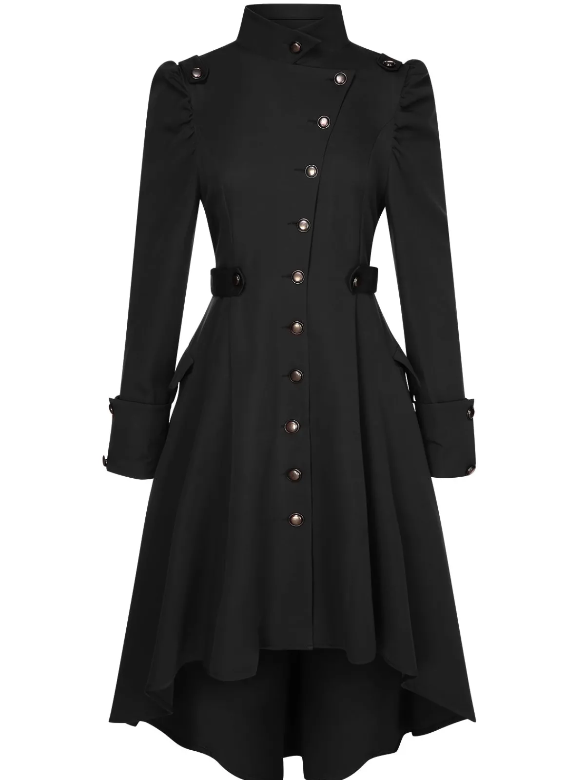 Best Retro Stage 1950s Solid Stand Collar Button Coat
