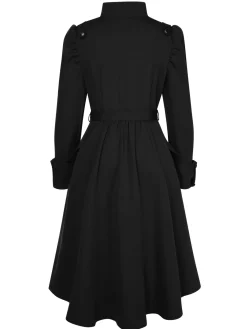 Best Retro Stage 1950s Solid Stand Collar Button Coat