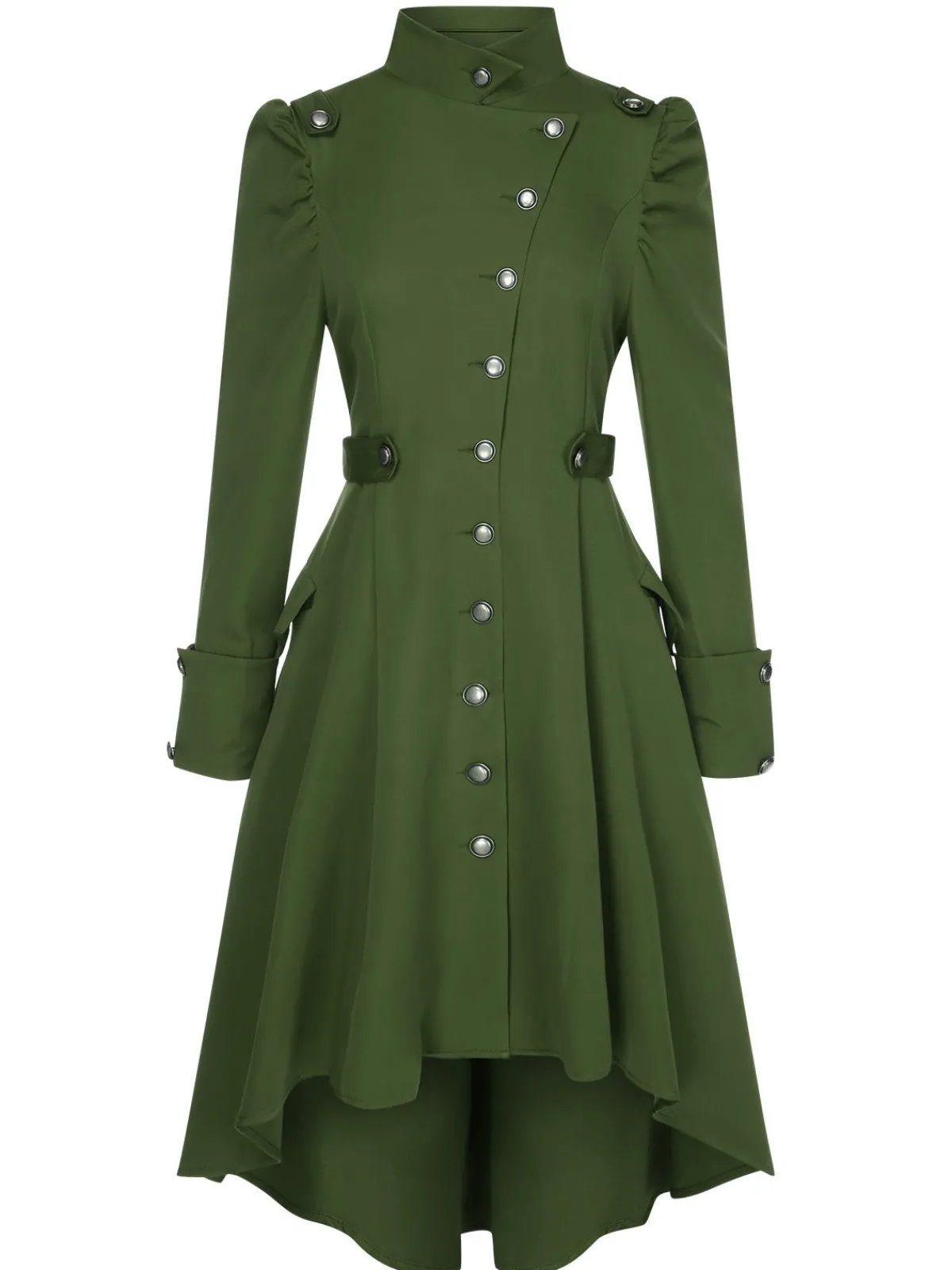 Clearance Retro Stage 1950s Solid Stand Collar Button Coat