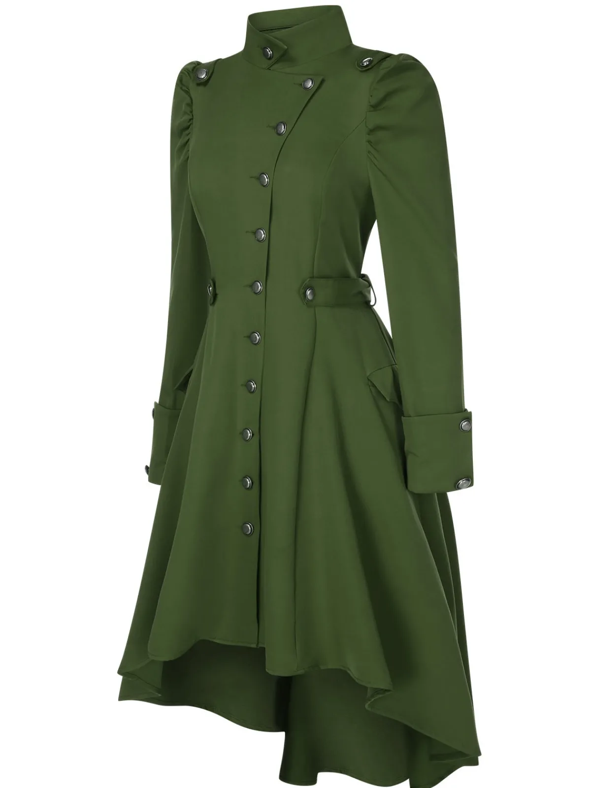 Clearance Retro Stage 1950s Solid Stand Collar Button Coat