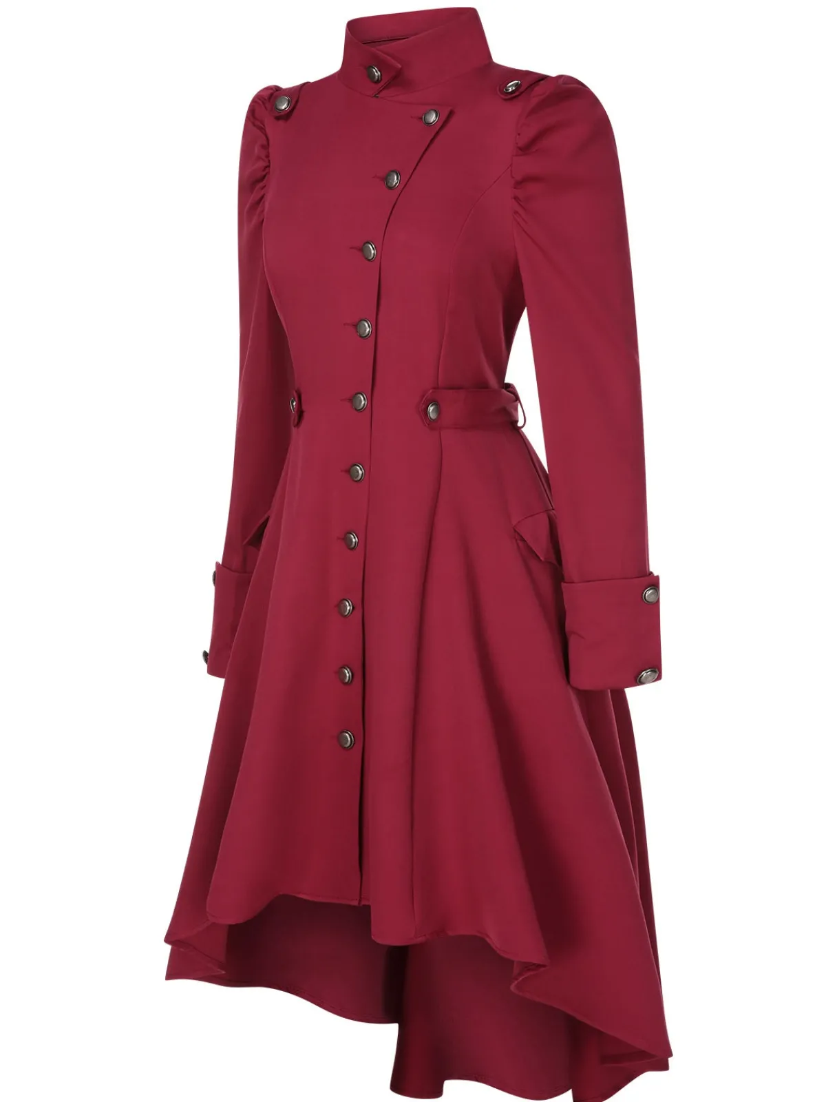 Clearance Retro Stage 1950s Solid Stand Collar Button Coat