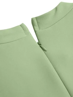 Best Retro Stage 1960s Solid Stand Collar Sleeveless Romper