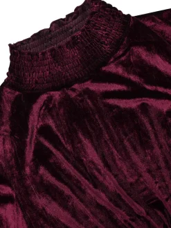 New Retro Stage 1940s Solid Stand Collar Velvet Dress