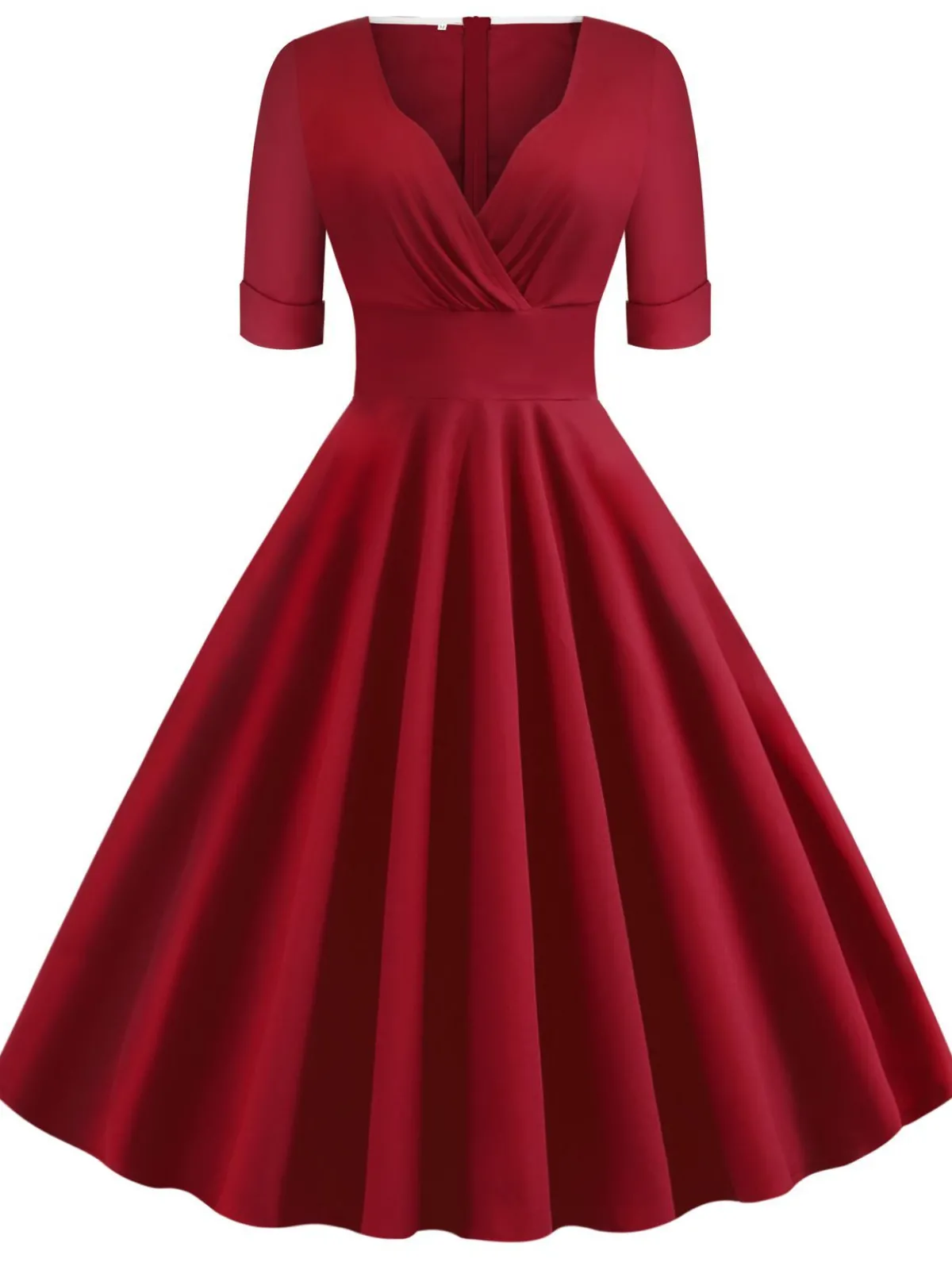 Best Retro Stage 1950s Solid Sweetheart Fold Swing Dress