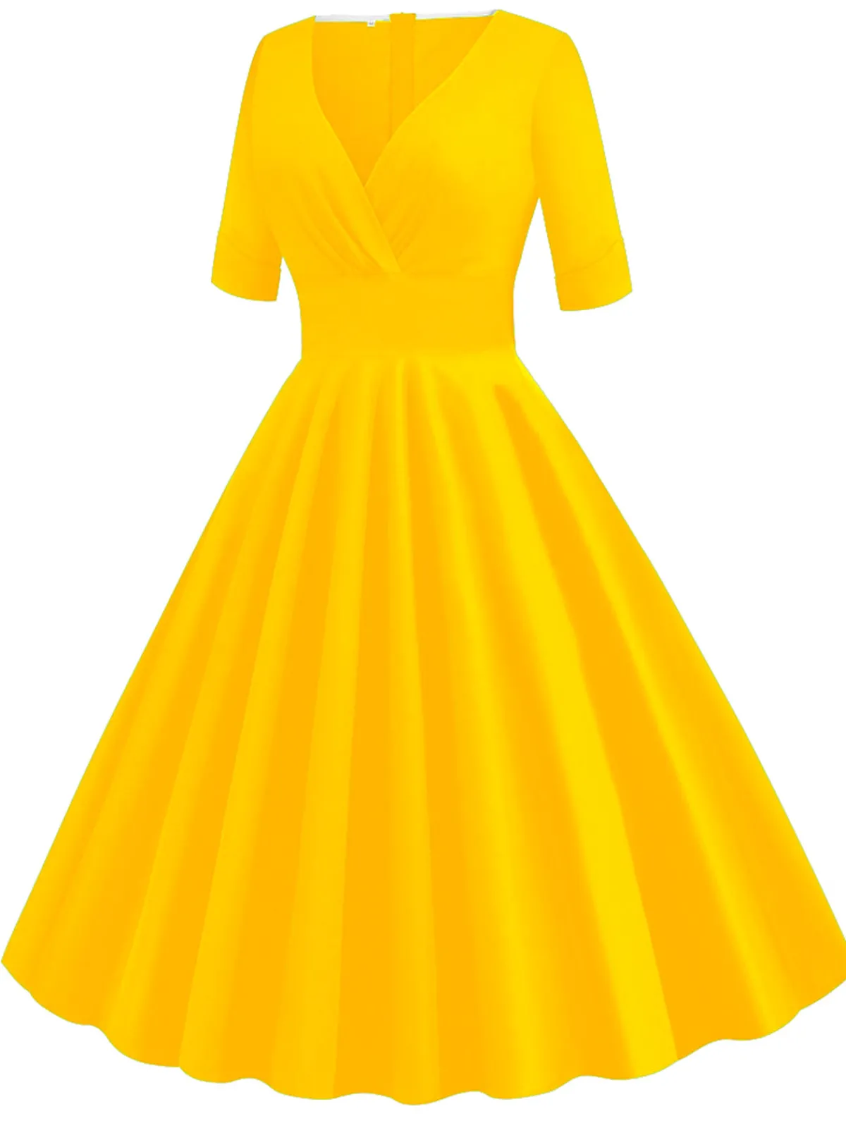 Clearance Retro Stage 1950s Solid Sweetheart Fold Swing Dress