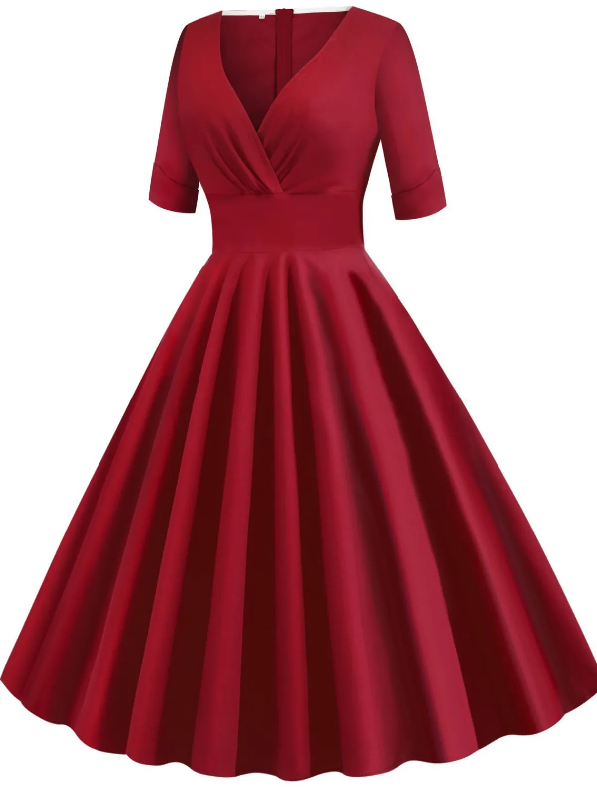 Best Retro Stage 1950s Solid Sweetheart Fold Swing Dress