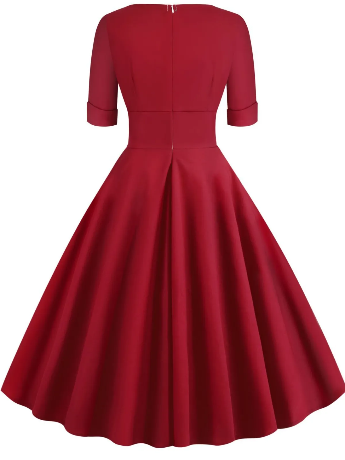 Best Retro Stage 1950s Solid Sweetheart Fold Swing Dress
