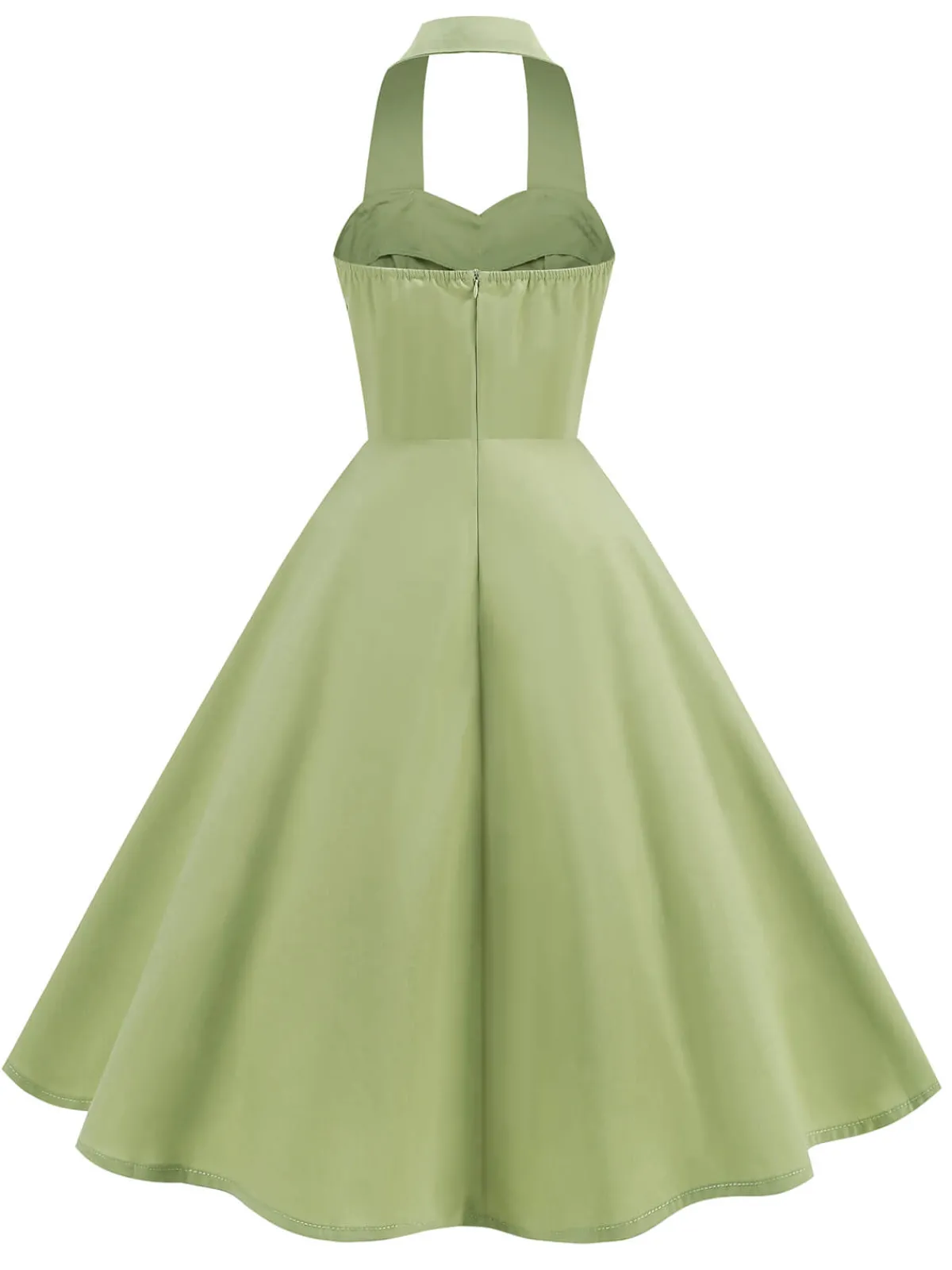 Best Retro Stage 1950s Solid Sweetheart Neck Halter Dress
