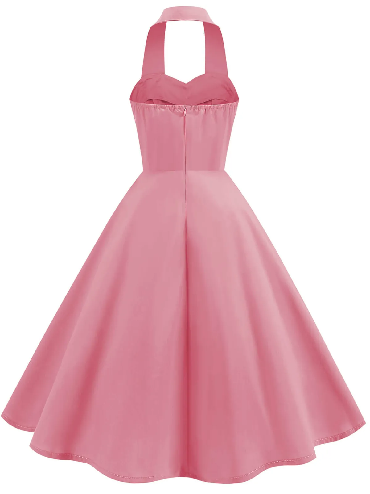 Best Retro Stage 1950s Solid Sweetheart Neck Halter Dress