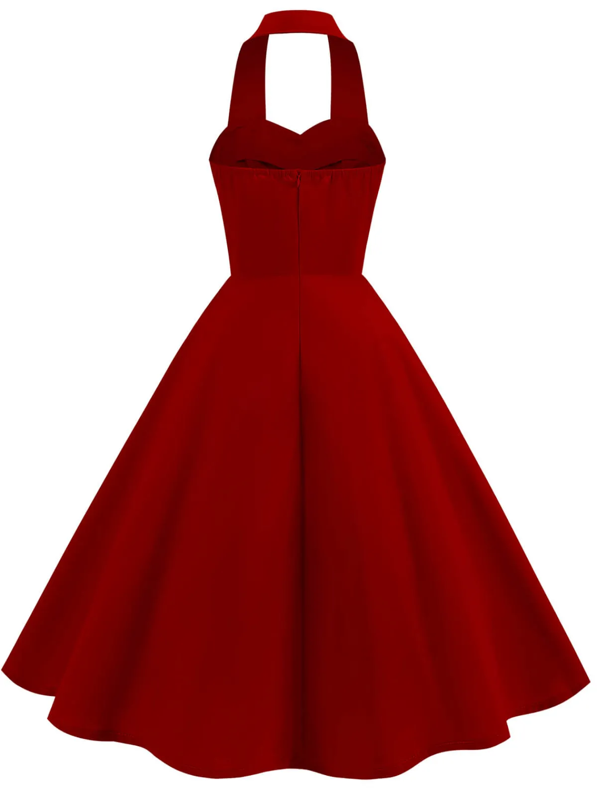Best Retro Stage 1950s Solid Sweetheart Neck Halter Dress