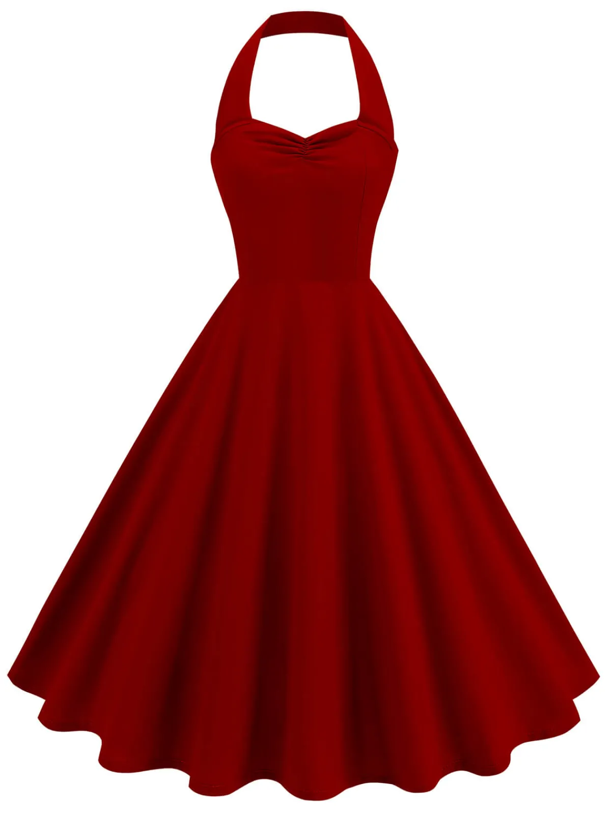 Hot Retro Stage 1950s Solid Sweetheart Neck Halter Dress