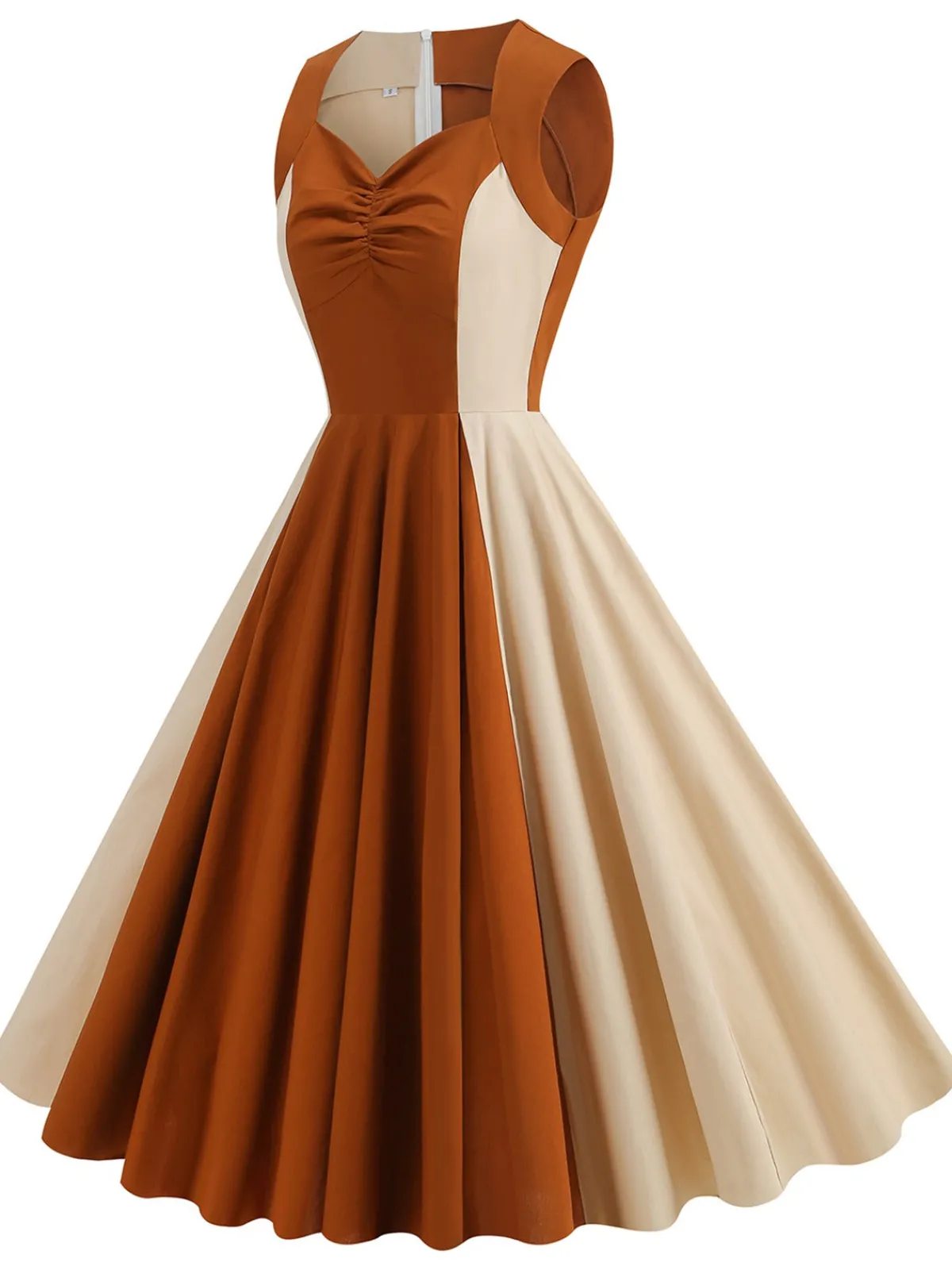 Hot Retro Stage 1950s Solid Sweetheart Neck Patchwork Dress